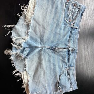 American Eagle Outfitters Frayed Light Blue Jean Shorts